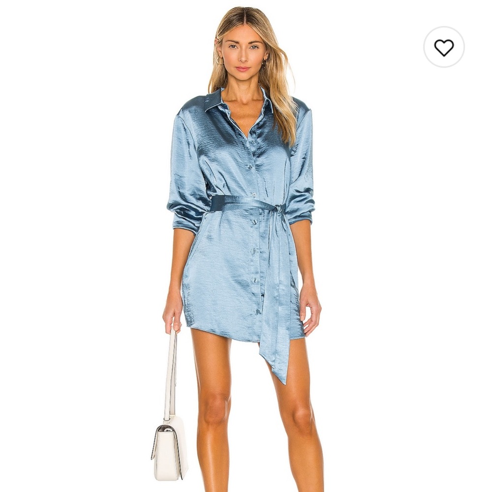 L’academie Martha shirt dress in dusty blue- size large